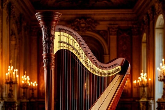 Дуэт арфы и скрипки при свечах