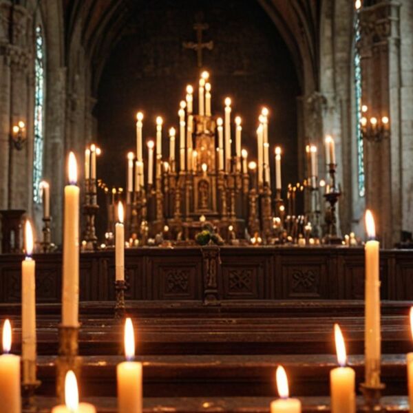 Дудук и орган при свечах. В соборе