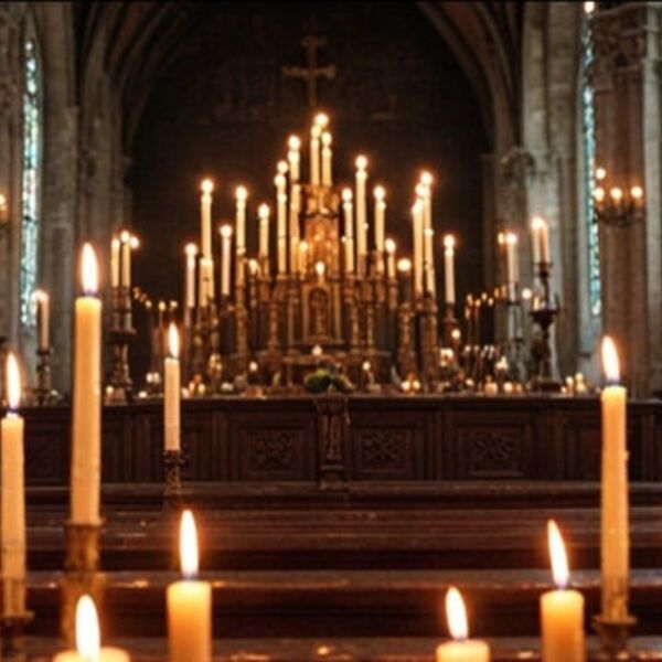 Дудук и орган при свечах. В соборе